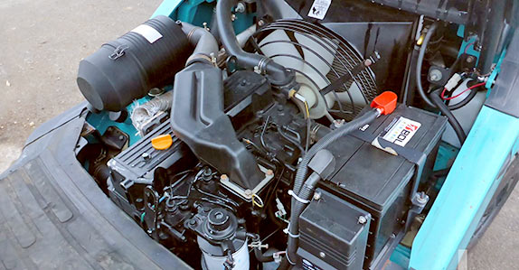 Take your time and inspect the engine compartment as well before buying a used forklift