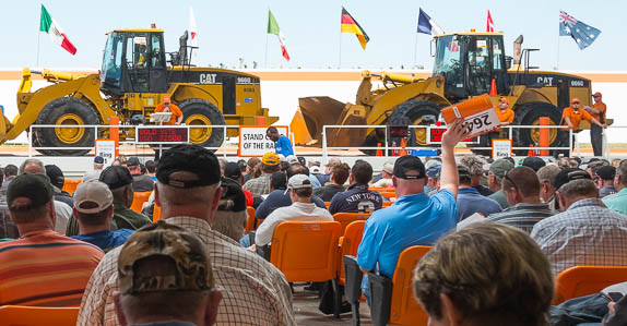 Caterpillar wheel loaders selling at a Ritchie Bros. auction