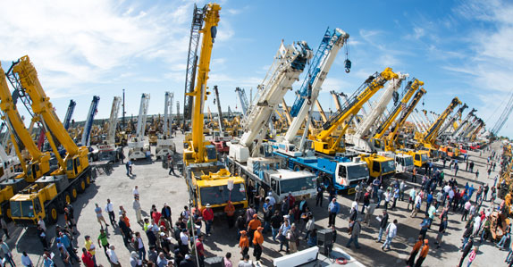Cranes being sold at Ritchie Bros.' Orlando auction site