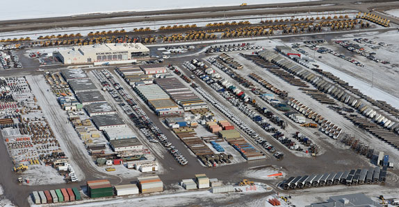 Aerial view of Ritchie Bros.' Grande Prairie, Alberta auction site in March 2016